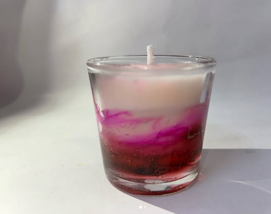 Layered Pink Glass Candle