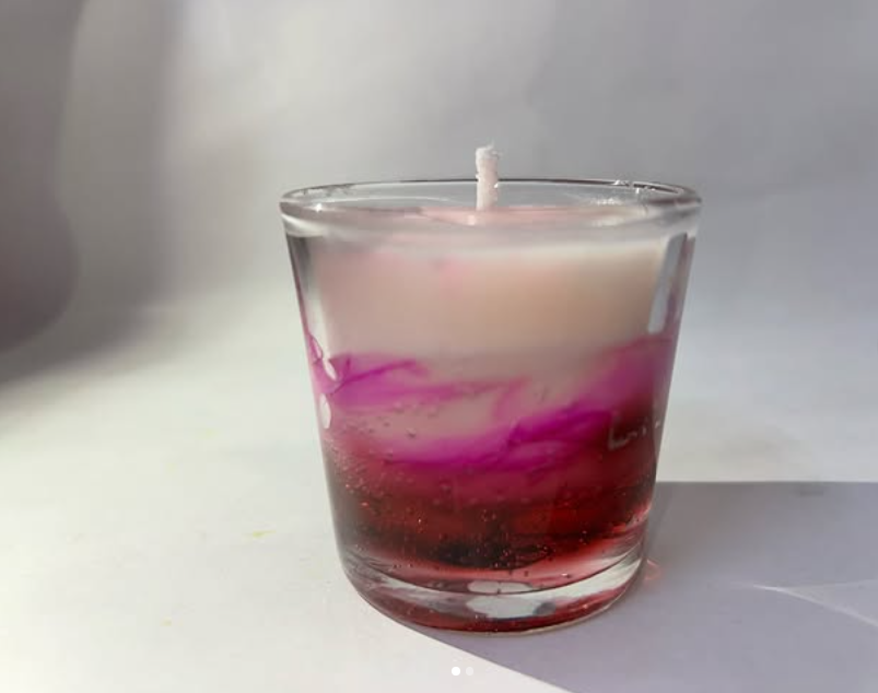 Layered Pink Glass Candle