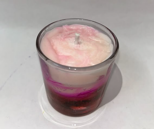 Layered Pink Glass Candle
